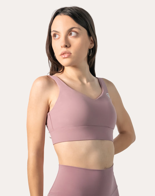 Adjustable Sports Bra | V-Neck Hook-Back Pink