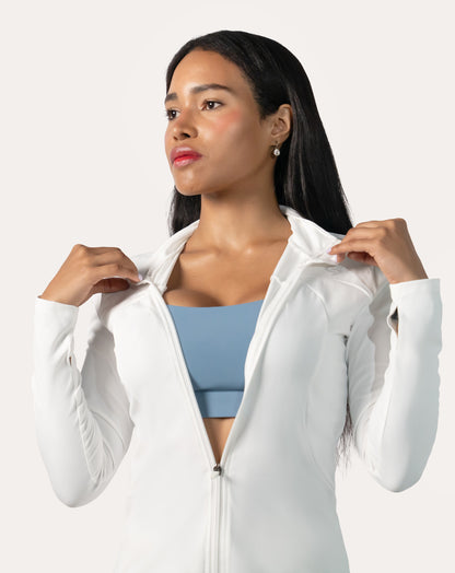 Gym Jacket for Women | Lightweight Full-Zip Arctic White