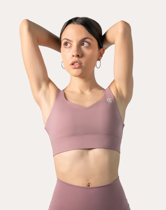 Adjustable Sports Bra | V-Neck Hook-Back Pink