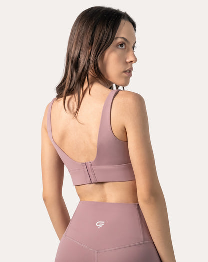 Adjustable Sports Bra | V-Neck Hook-Back Pink